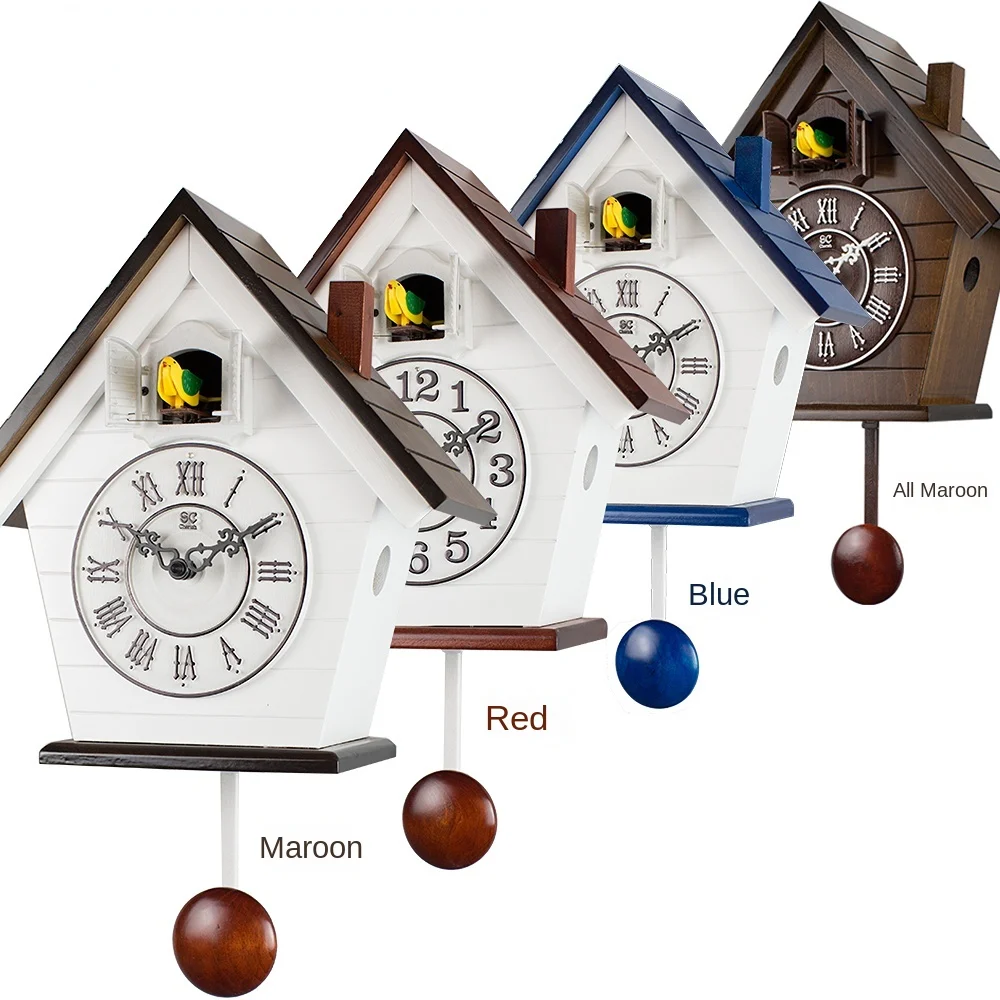 Svätý Shi Ťia 6061 pastoračnej farebné drevené svetlo-riadený kukučkové hodiny kukučkové hodiny hodiny dual-purpose multi-color do.