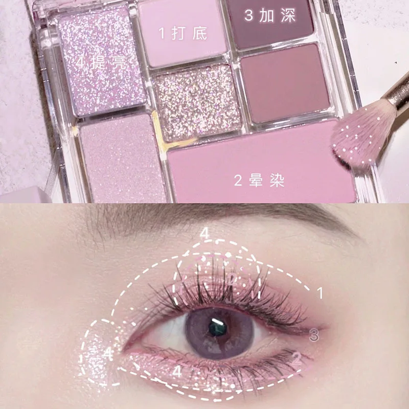 Deväť-farebné Očné tiene Paletu Iris Fialová Lesk Pearly Eyeshadow Palety Módne kórejský Trblietavé Očné tiene Očarujúce Očný make-up