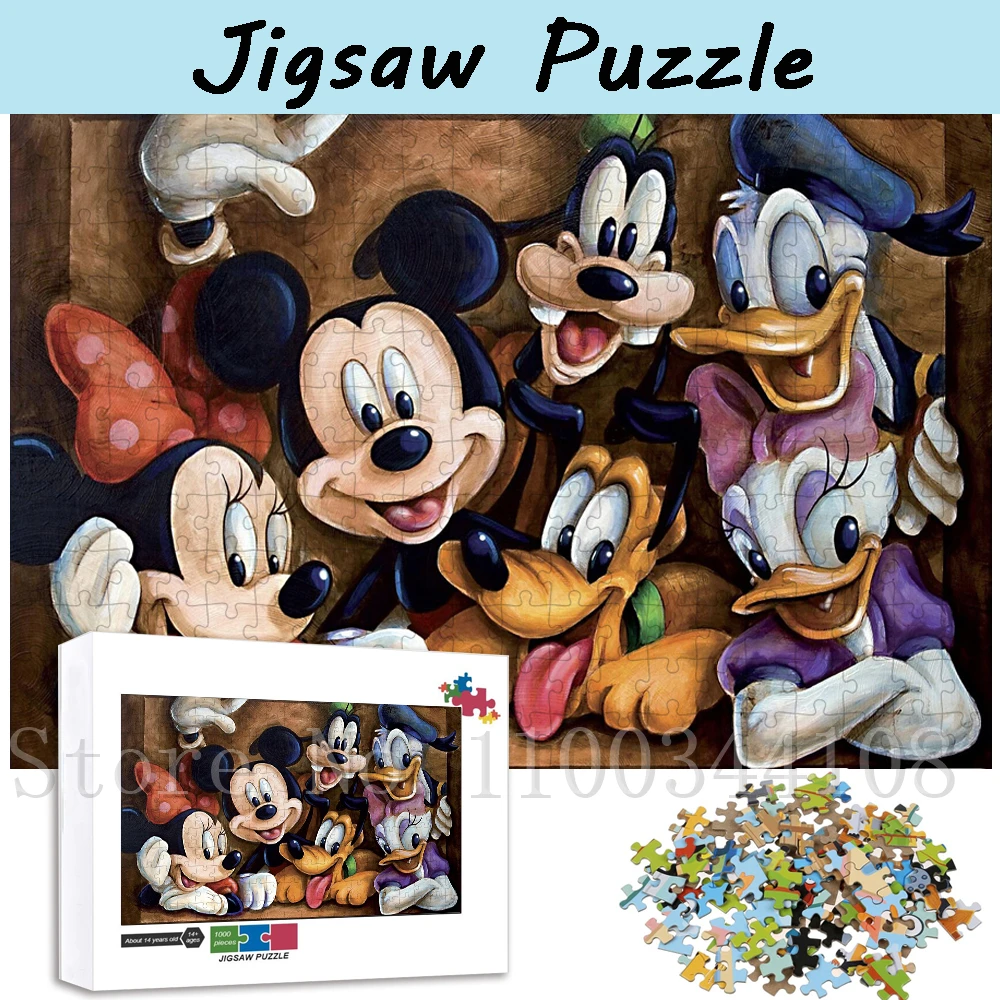 Disney Mickey Minnie Skladačka Puzzle 35/300/500/1000 Kusov Kreslené Hádanky pre Deti Inteligencia, Vzdelanie Hry Hračky