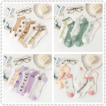 1 štýlový a personalizovaný nové letné trend bavlnené tenké priedušná oka klimatizácia roztomilý Japonské kreslené ponožky pre ženy