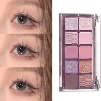 10 Farieb Eyeshadow Palety Akryl Pearlescent Matný Multicolor Eyeshadow Makeup Paleta Nepremokavé Kórejský Make-Up