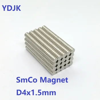 100KS/VEĽA SmCo Magnet 4*1.5 Vysokým teplotám 350 Stupeň Super Silné Magnety 4x1.5 Niklovanie