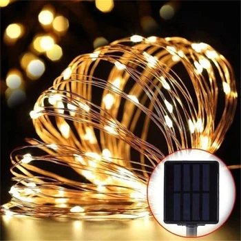 12 100LED / 22M 200 LED Solárne String Rozprávkových Svetiel Nepremokavé Vonkajší Veniec Solárne Lampy Vianoce Pre Záhradné Dekorácie