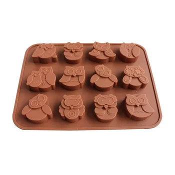 12 Sovy Tvar Silikónové Formy Dutiny Fondant Candy Fondant Čokoláda Kuchyňa Plesne Príslušenstvo Čokoládové Cookies Tortu DIY Plesní