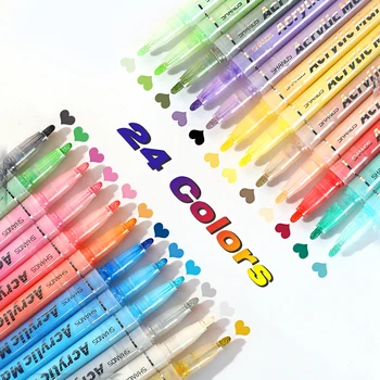 12pcs/24pcs Akrylová Farba Značku Set s 24 farebné atramenty vhodné pre skalné maľby, sklo, drevo, čierny papier, zápisník remeslá