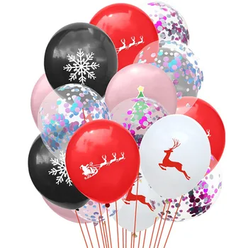 12pcs/veľa Sánky Snowflake Jeleň Vytlačené Latexový Balón Red White Konfety Vzduchu Hélium Loptu Navidad Strany Vianoce Domov Dekorácie