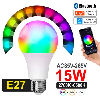 15W Tuya WiFi Smart Žiarovky E27 LED RGB Lampa Pracovať s Alexa/Domovská stránka Google AC85-265V Stmievateľné Zmena Farby Lampa