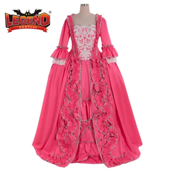18. storočia koloniálnej márii Antoinette ružová plesové Šaty, Šaty rokoka, ružová vrece späť šaty, kostým