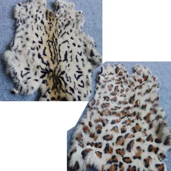 1pc Prírody Reálne Králik Kožušiny Leopard tlač Predaj Celý Kus Načechraný Králik Koža Kožušiny DIY Domova Odevné Doplnky