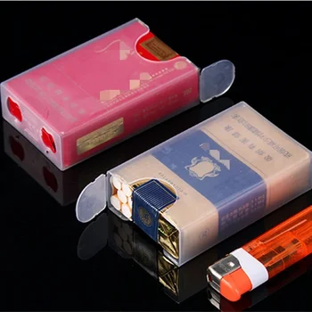 1PCs Prenosné Priehľadného Plastu Cigariet Prípade Box s Dymu Ľahšie Anti-tlak Zapaľovače Skladovanie Držiteľa Fajčenie Gadget