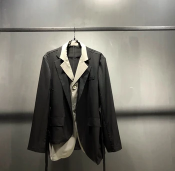 2-dielna dvakrát golier vyhovovali stand-up pracky módne vysokej úrovni voľné originálny dizajn dizajn zmysel non-kórejská verzia slim kabát