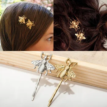 2 ks Kawaii Mini Bee Kovové Vlasy Klip Hairband Zlato, Striebro Barrette Vlásenky Headdress Príslušenstvo Krásu, Styling Nástroje
