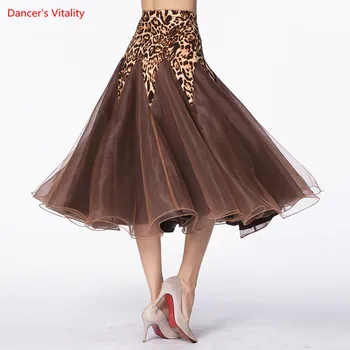 2018 Nové Ballroom Dance Sukne Sexy Leopard Perlinkové Tkaniny Sukne Pre Ženy Latinskej Valčík Tango Tanečný Competiton/Prax Kostýmy