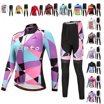2020 Jar&Jeseň Ženy Cyklistické Oblečenie Priedušná Horských Bicyklov nosenie Ropa Ciclismo Quick-Dry Dlhý Cyklistický Dres+Nohavice nastaviť