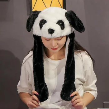2021 Nové Plyšové Pohybujú Husky Ucho Klobúk Cartoon Zvierat Panda Zábavné Uši Privretiu Ucho Pohybovať Vertikálne Plyšové Hračky Roztomilý Čiapky