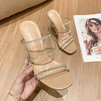2021 Transparentné Drahokamu Sandále dámske Sexy Vysokým Podpätkom Crystal Topánky Vonkajšie Nosenie Veľkosť Sandále dámske Sandále na Platforme