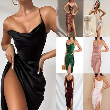 2023 módy sexy štrbinou farba Ding šaty slim temperament sexy plavky s uväzovaním za štrbinou sukne