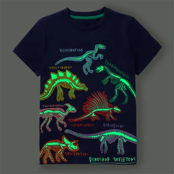 2023 Nové 2-7 rok Módne Chlapci T-shirt Lete Svietiace Dinosaurus Zvierat Bavlna Príčinné Šaty, Krásne Topy pre Deti