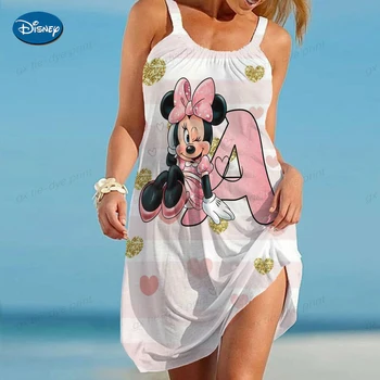2023 Nové Disney Sexy Plážové Sukne 3D Tlač Cartoon dámske Šaty bez Rukávov Havajské Ročník Beach Sukne Dievčenské Pozastavené Pyžamá