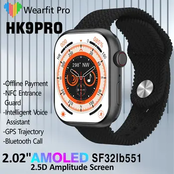 2023 Nové HK9 Pro Smart Hodinky Série 8 2.02 Palcový Amoled Displej Kompas NFC Bluetooth Hovor Smartwatch Muži Ženy Pre Android IOS