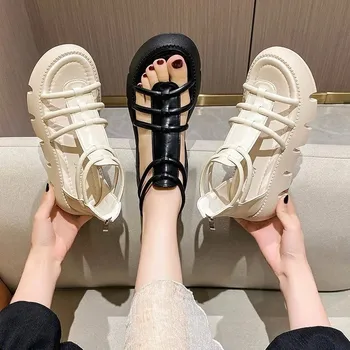 2023 Nové Hrubé Jediným Sandále pre Ženy Módne Späť na Zips Sandále, Topánky pre Ženy Zvýšené Bežné dámske Topánky