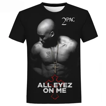 2023 Rapper Tupac Topy 3D Vytlačené 2Pac T Shirt Muži Móda Bežné Hip Hop Krátky Rukáv Harajuku Streetwear Nadrozmerné T-shirt