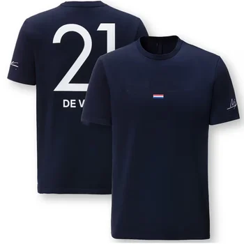 2023 Tím Nyck De Vries Ovládač T-Shirt nové F1 racing suit tím krátky rukáv t-shirt pánske letné bežné priedušná T-shirt