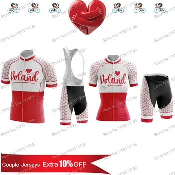 2023 Zábavné Letné Cyklistické Oblečenie Držiak pre Pár Rád Poľsko Pár cyklistického Tímu Jersey Cyklistický Dres MTB Maillot Manžel Nastaviť