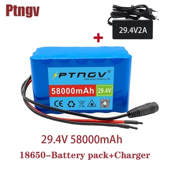 24V 58Ah 7s3p 18650 batéria lítiová batéria 24v 58000mAh elektrických bicyklov, motoriek, elektrické lítium-iónová Batéria + 2A Nabíjačku