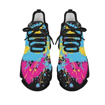 3 D Farbou Atramentu Maľovanie Vzor Žena Ploché Topánky Pohodlie Športové Tenisky pre Ženy Čipky Topánky Platformu 2023