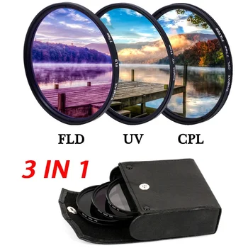 3 V 1 Profesionálnej Fotografie Filter Kit, Taška s UV+CPL+MODIFIKÁCIA pre Delá pre Nikon Objektív Fotoaparátu 49/52/55/58/62/67/72/77MM