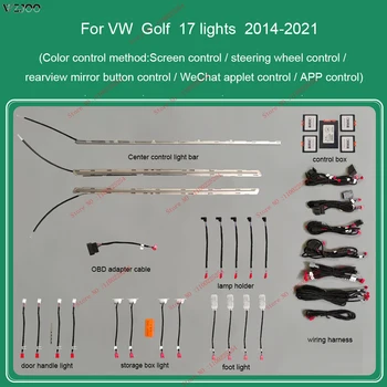 30 Farieb Okolitého Svetla Nastaviť Pre VW Golf 7 Golf 7.5 Roky 2014-2020 Tlačidlo Ovládací Dekoratívne Okolitého Svetla LED Atmosféru Svetla Strip