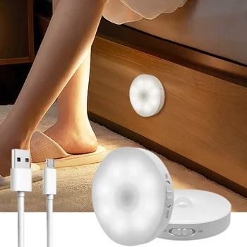 350/650mAh PIR Senzor LED Nočné Svetlo USB Nabíjateľné Nočné Lampy, Spálne, Kuchyne, Skrine Svetlo Bezdrôtový Skriňa Svetlo