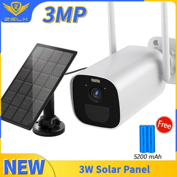 3MP Bullet Kamera WiFi 3W Solárny Panel Bezdrôtového Video monitorovací KAMEROVÝ Zabudovaný 5200 mAh Nabíjateľná Batéria Bezpečnosti Domov