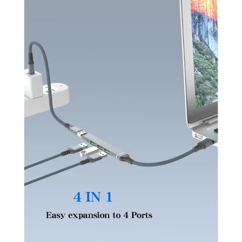 4 v 1 USB/Typ C HUB na USB3.0 Vysokej Rýchlosti Splitter pre Notebook Flash Drive Myš