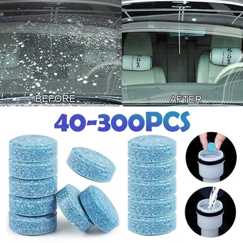 40-300Pcs Pevné Cleaner Auto čelného skla, Stierač Šumivých Tabliet Mini Stierač Šumivý List na Umývanie Áut Údržba