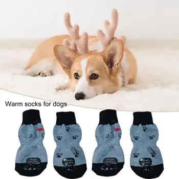 4Pcs Pet Ponožky Mäkké Pohodlné Pet Členkové Ponožky Bavlna Psa Ponožky Cartoon Packa Tlač Psa Packa Chránič domáce zvieratá