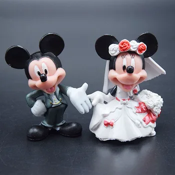 4pcs/Veľa Kreslených Disney Mickey Mouse Údaje Čínskej Západnej Svadobné Šaty Minnie Mouse Figúrka Hračky Cake Decoration Deti Darčeky