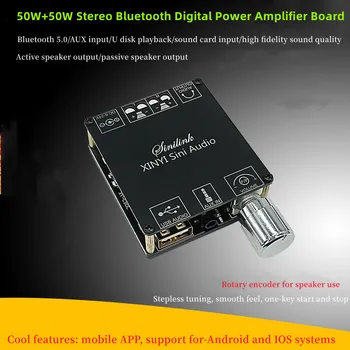 5.0 Bluetooth 2*50W digitálny zosilňovač rada HIFI2.0 reproduktor DIY úprava modulu
