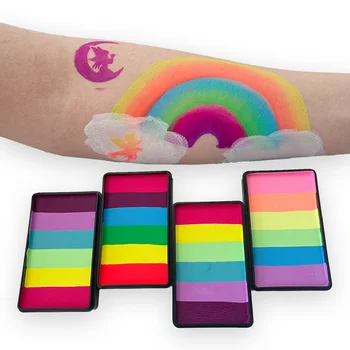 50g Rainbow Rozdeliť Tortu UV Neon Split Koláče Vody Aktivovaný Očné linky Tvár Farby Orgán Maľovanie make-up