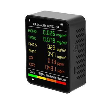 6 V 1 Kvalita Ovzdušia Monitor CO2 Meter PM2.5 PM10 HCHO TVOC CO Formaldehyd Detektor LCD Displej, Detektor Plynu CO2 Snímač Analyzer