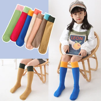 7-farba detí farby zodpovedajúce vertikálne pásy bavlna teľa ponožky na jar a na jeseň detské podkolienky priedušná trubice ponožky