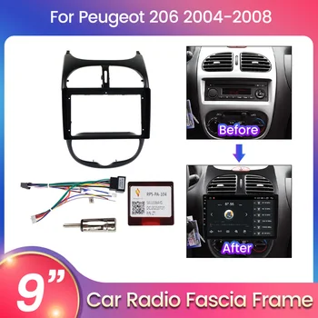 9 Palcový Auto Fascia pre Peugeot 206 2001 - 2016 Strednej Dekorácia Povrchu Centrálnej Tabuli 2 Din Panel DVD Frame Panel Kábel
