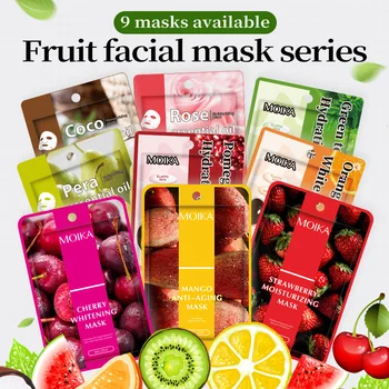9Pcs Masku na Tvár Sady Čerstvé Ovocie, Starostlivosť o Tvár List Masky Hydratačný Anti-aging Oil Control Liečba Akné Pleťová Maska pre Starostlivosť o Pleť Nastaviť