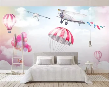 Abstraktných De Parede Vlastnú Tapetu Moderné, Jednoduché A Farebné Balóny Vzduchu Lietadlo, Spálne, detskej Izby Pozadí nástennú maľbu