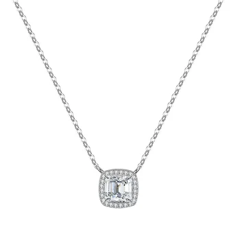 AETEEY Reálne Moissanite Námestie Prívesok Náhrdelník S925 Mincový Striebro 1ct Emerald Rez D Farba Diamantu pre Ženy, Jemné Šperky