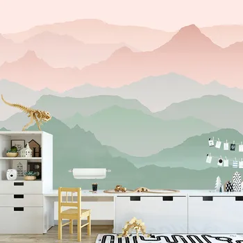 Akvarel abstraktné geometrie prispôsobený 3D tapety na horách, samolepky na stenu pre obývacie izby a spálne