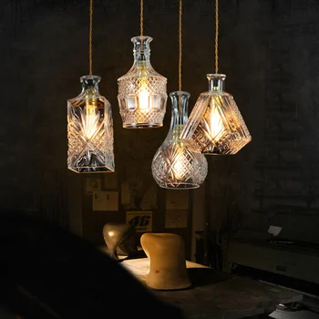 Americký priemyselný loft vintage prívesok, svetla, skla, železa lampy, jedáleň, bar E27 žiarovka Edison