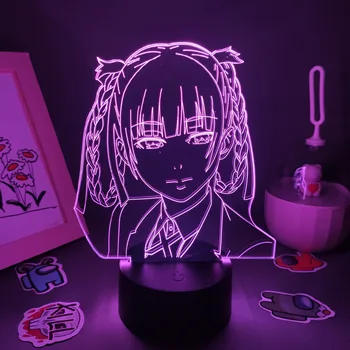 Anime Kakegurui Obrázok Kirari Momobam 3D LED RGB Nočné Svetlo Cool Darček pre Priateľa, Lávové Lampy Deti Spálňa Nočný Stolík Dekor