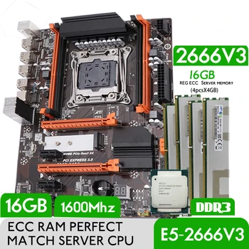 Atermiter DDR3 Turbo základná Doska Combo Kit Set XEON E5 2666 V3 LGA 2011-3 CPU 4pcs X 4 GB =16GB 1600MHz DDR3 Pamäť ECC REG Ram